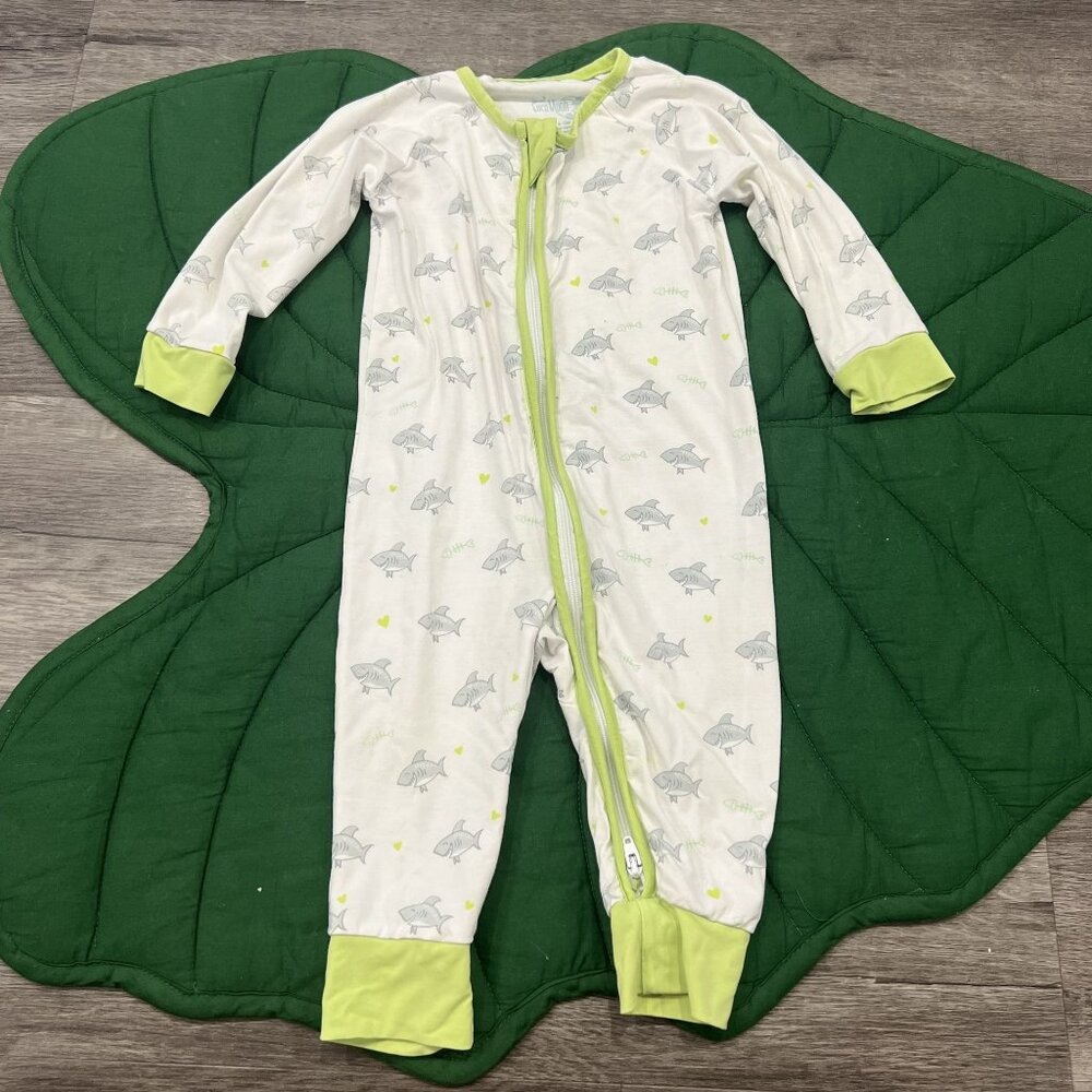 Coco Moon Hawaii Bamboo 9-12M Shark Print Zipper Coverall